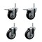 Service Caster 4 Inch Black Polyurethane Swivel 58 Inch Threaded Stem Caster Set 2 Total Lock Brakes SCC-TSTTL20S414-PPUB-BLK-58212-2-S-2 - alternate 1